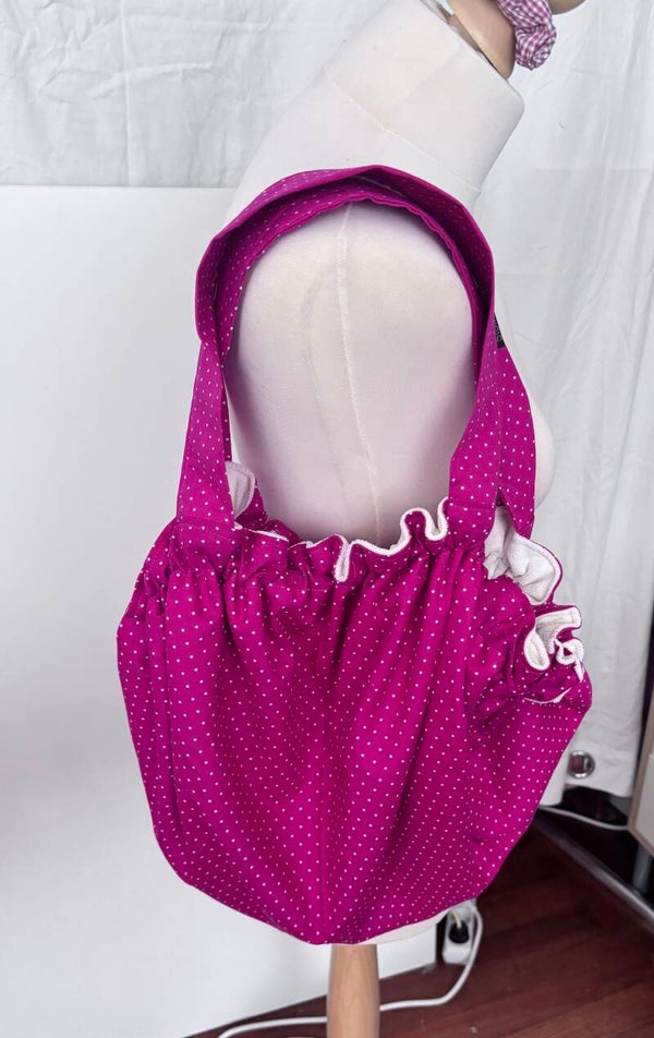 Roze 2-in-1 Zwemtas-Omkleedmat met witte stippen
