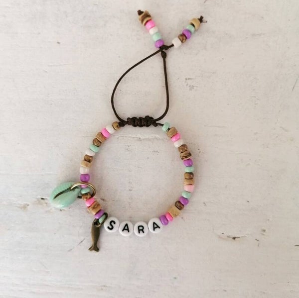 Naam armbandje in sorbet kleurtjes