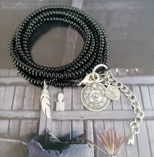 Wikkel armband zwart