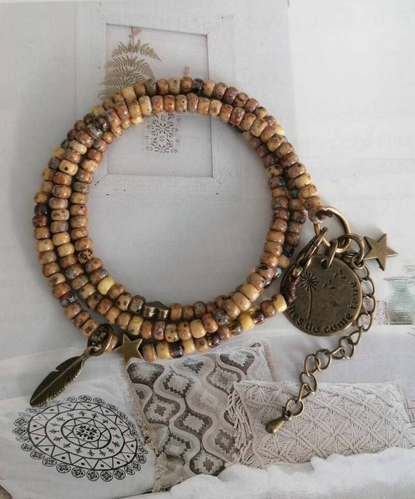 Wikkelarmband bruin tinten