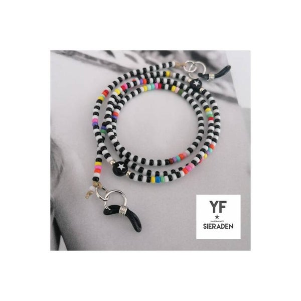 Brillenketting zwart-wit-multicolor