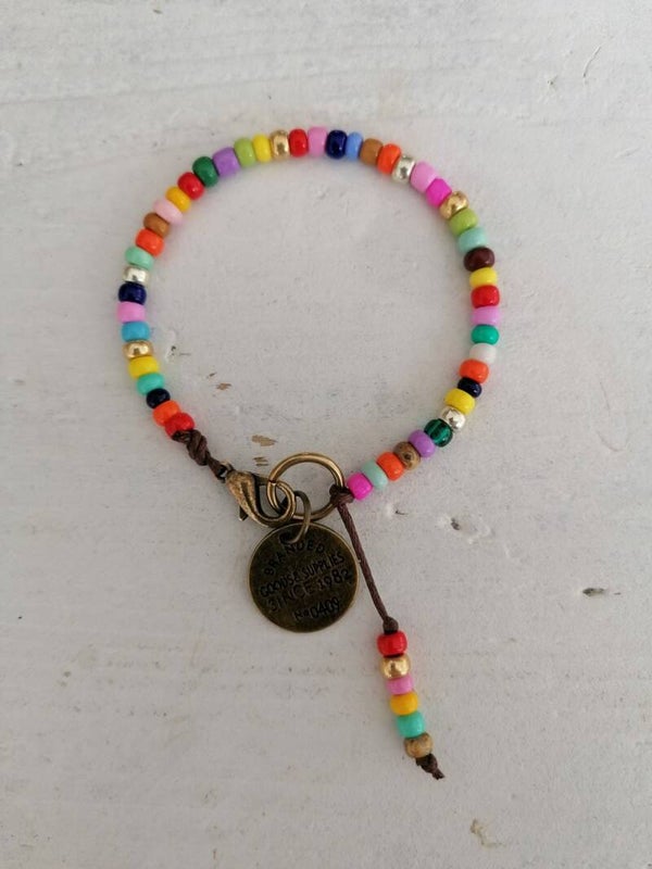 Seed bead armband multi color