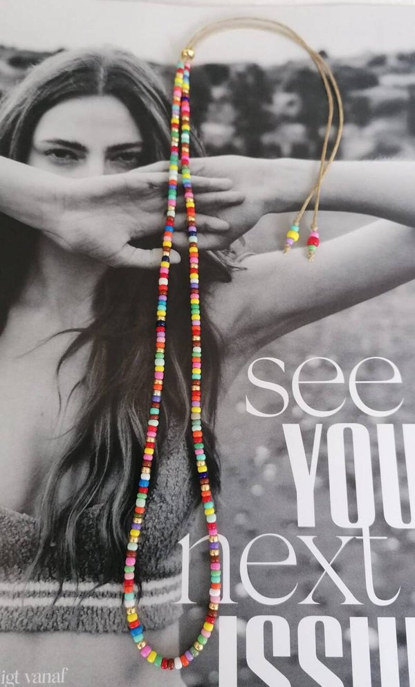 multi color ketting met schuifkraal