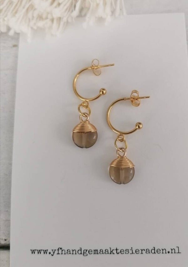 oorbellen  met natuursteen hanger