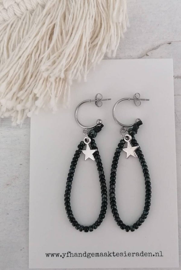 oorbellen met Miyuki hanger en ster