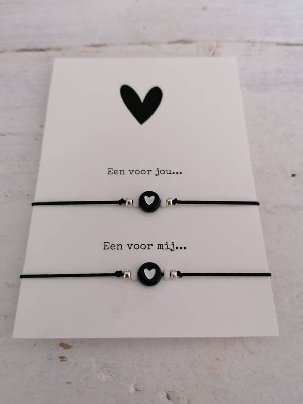 Vriendschaps -armbandjes zwart-zilver
