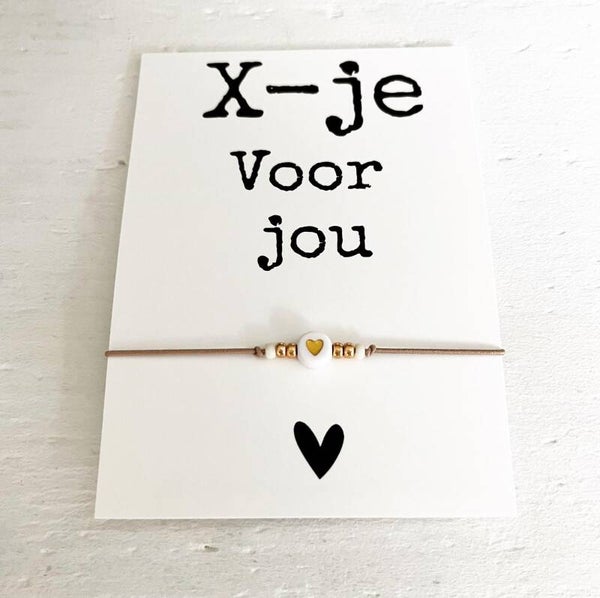 Armbandkaartje goud hartje
