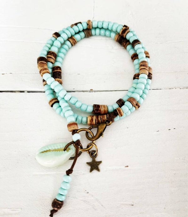 winkelarmband mint/ kokoskraal