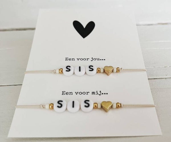 Zussen armbandjes beige-goud