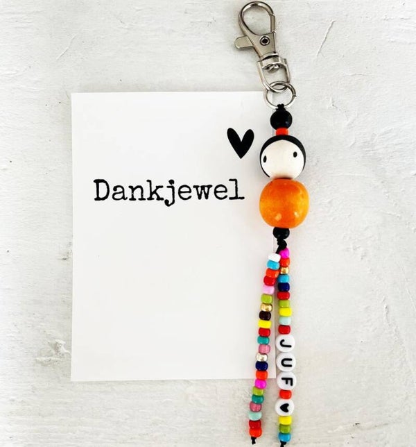 Sleutelhanger juf oranje