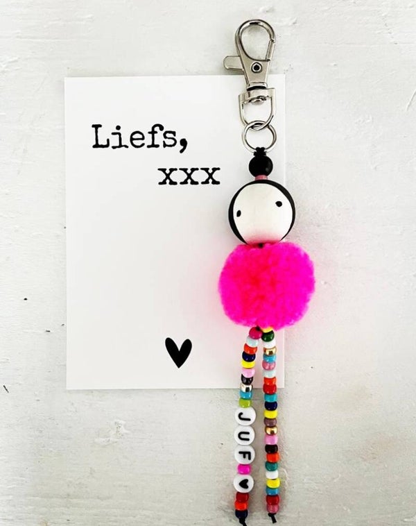 Sleutelhanger juf pompon
