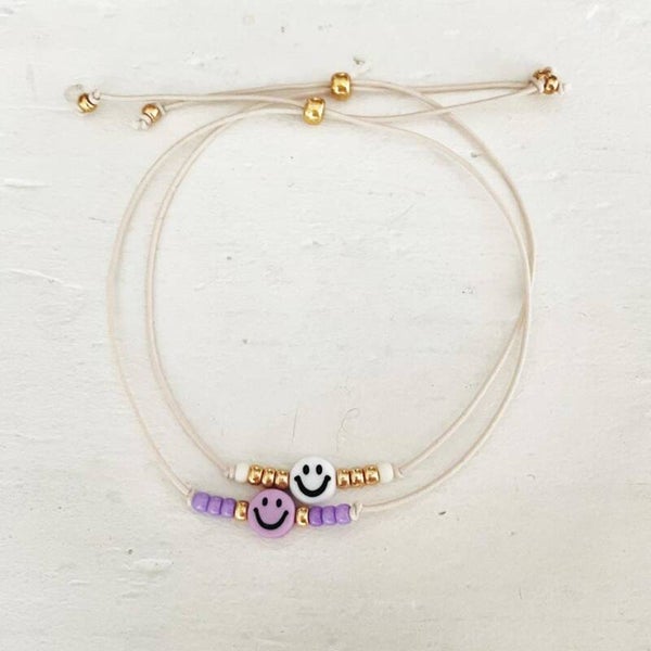 Beige elastisch enkelbandje smiley