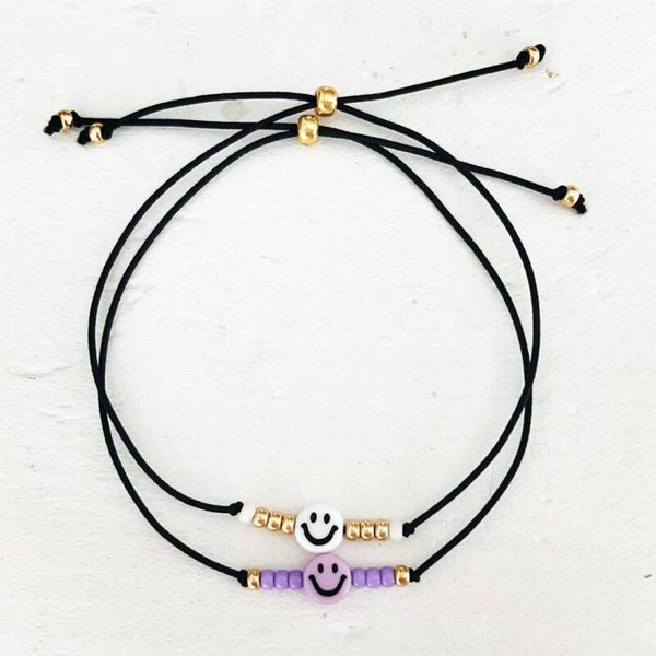 Zwart elastisch enkelbandje smiley