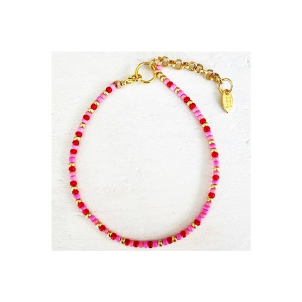 Enkelbandje roze-rood