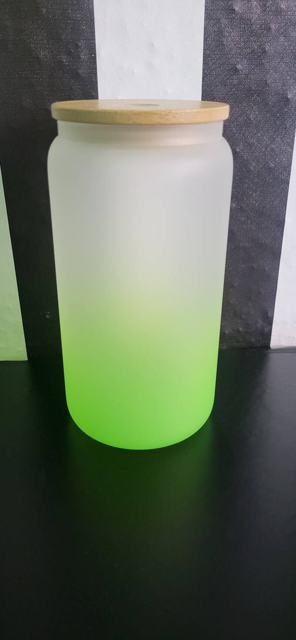 Glas Übergang Grün / Weiß matt