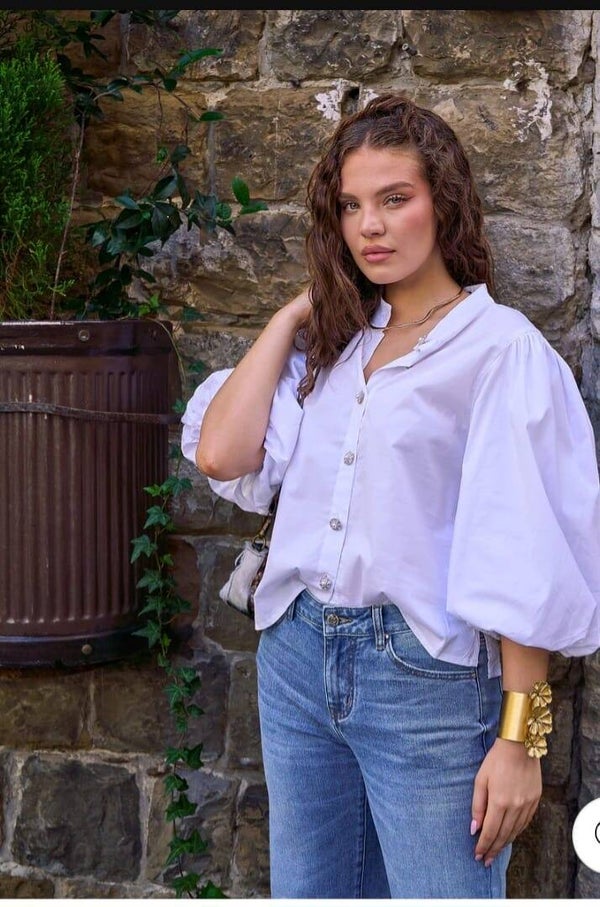 BIG SLEEVE POPLIN TOP