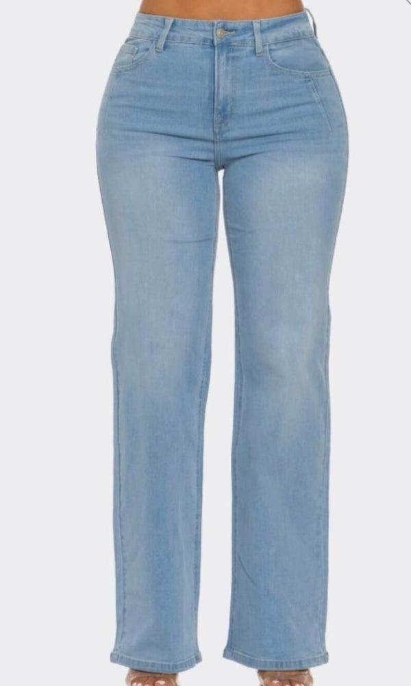 LT WASH WIDE LEG JEANS