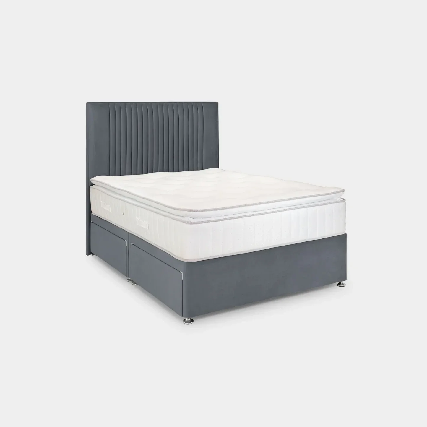 Elle Bed Plush Steel Double Bed with 4 Drawers