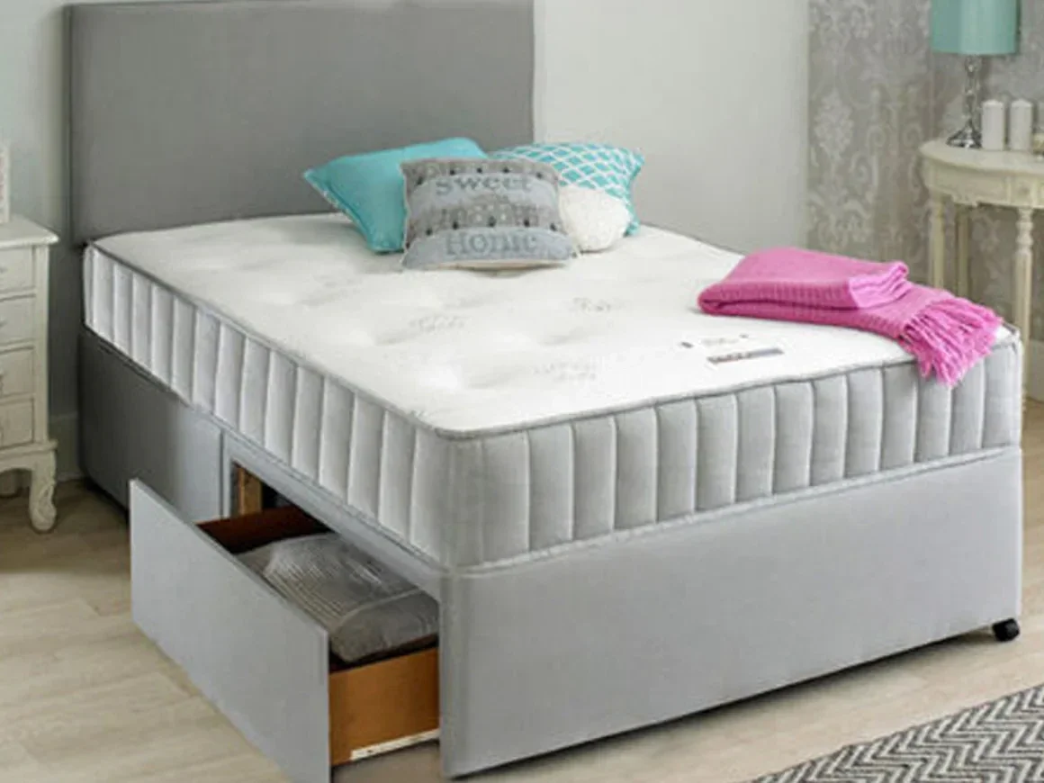 Divan Bed Grey + Balmoral Orthopaedic Memory Mattress