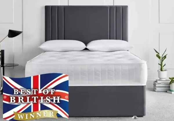 Stripe Headboard Divan Bed Bundle