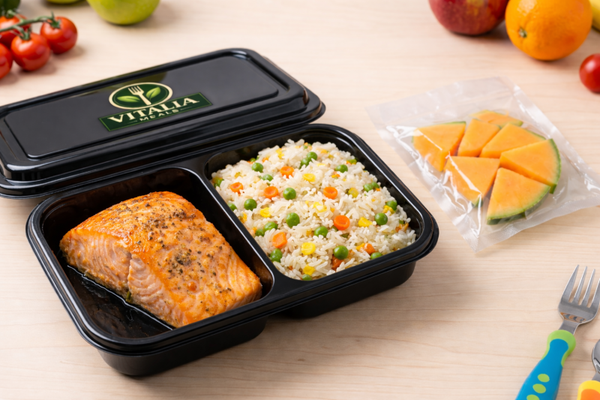Saumon et riz aux petit légumes