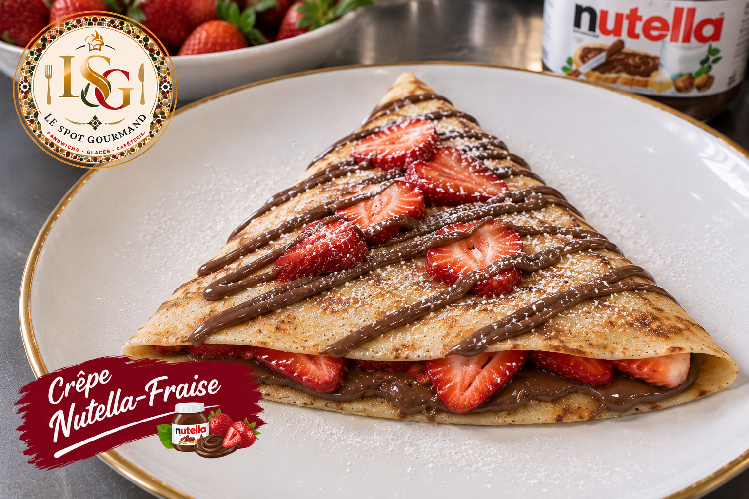 Crêpe Nutella-fraise gourmande