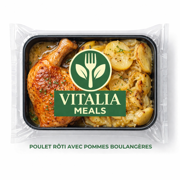 Poulet rôti avec pommes boulangères