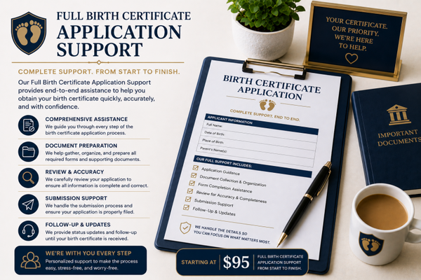 Full Birth Certificate Application Support