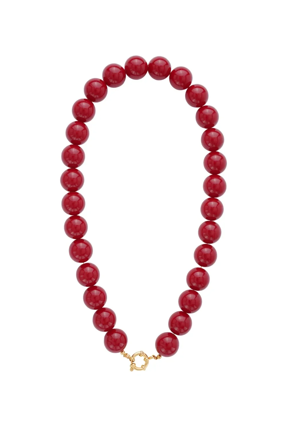 Resin Beaded Necklace Wine Red