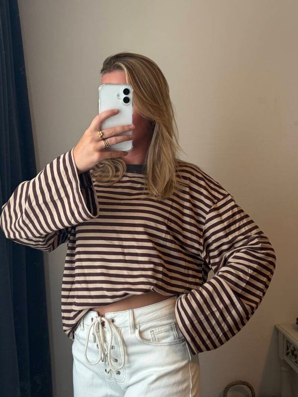 Striped longsleeve brown and beige