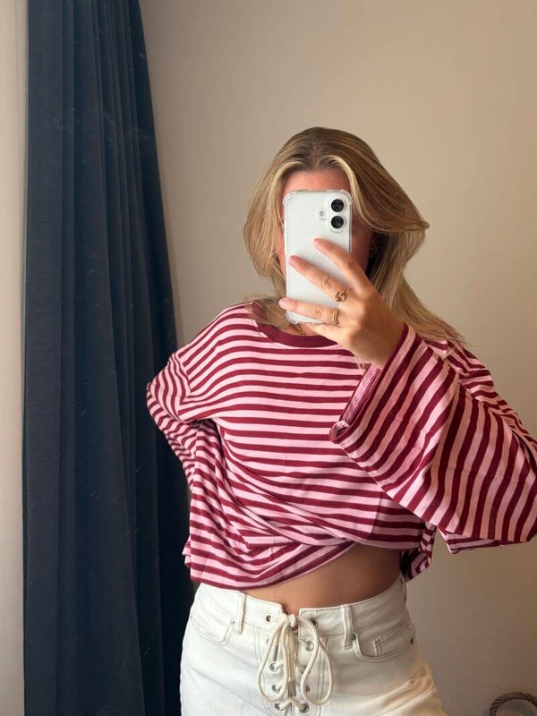 Striped longsleeve red and pink