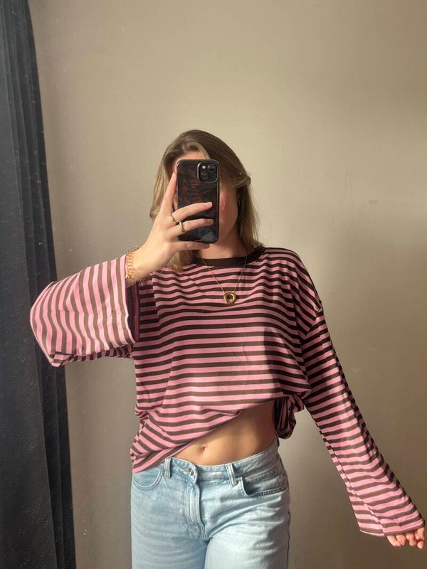Pink and brown striped longsleeve