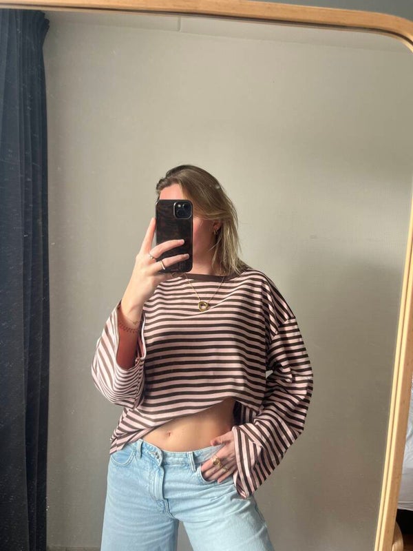 Soft pink and brown striped longsleeve