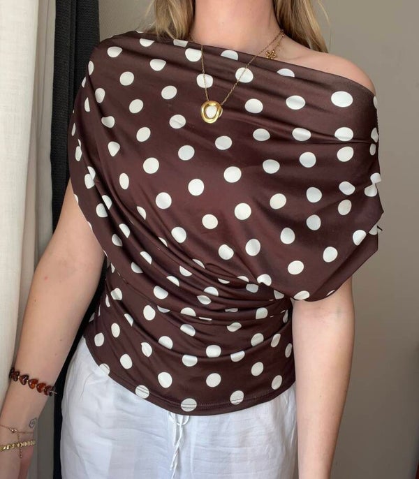 Polkadot top brown