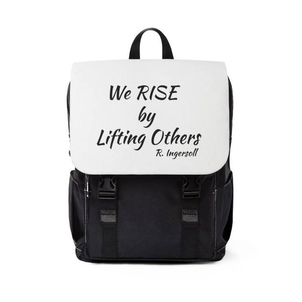 Inspirational Unisex Casual Shoulder Backpack - "We RISE by Lifting Others"