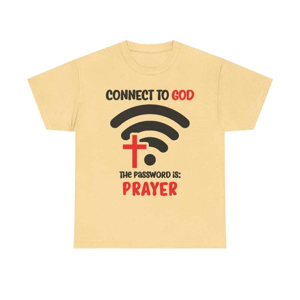 Connect to God Graphic Tee - Unisex Heavy Cotton T-Shirt with Prayer Design