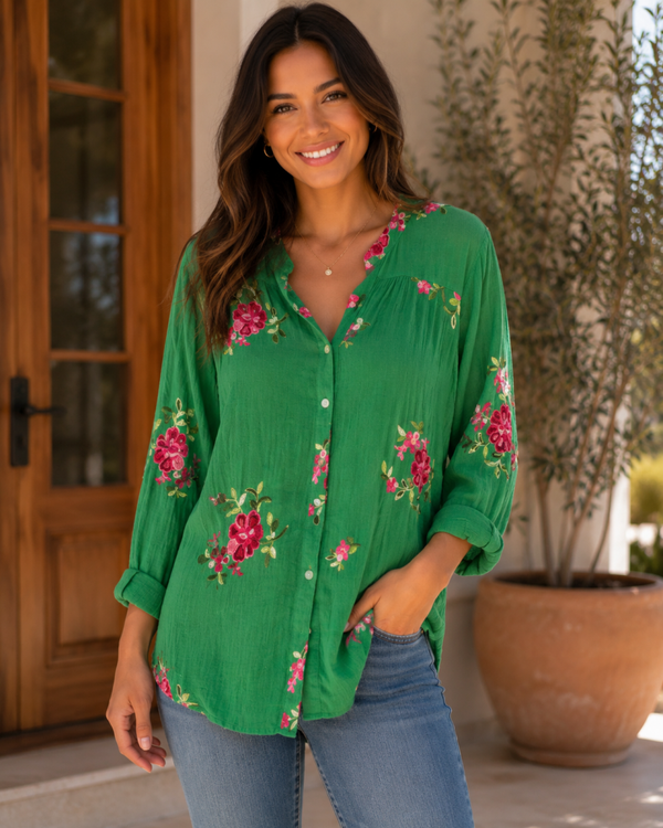 Fig and Flower women’s embroidered blouse