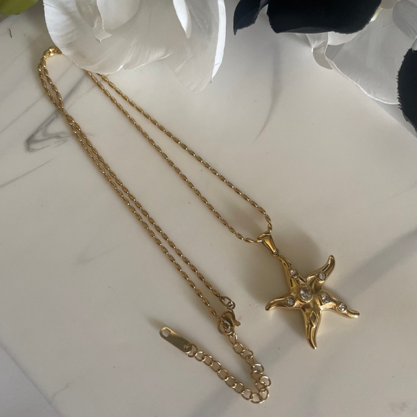 Star Ocean Necklace l Golden & Zircon