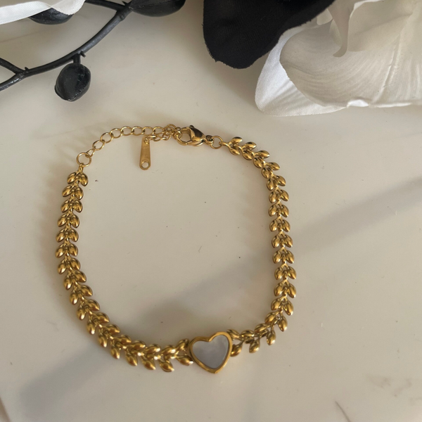 Leaves Heart Bracelet l Golden