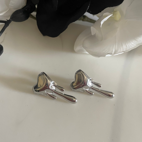 Paint Heart Earring Post l Silver