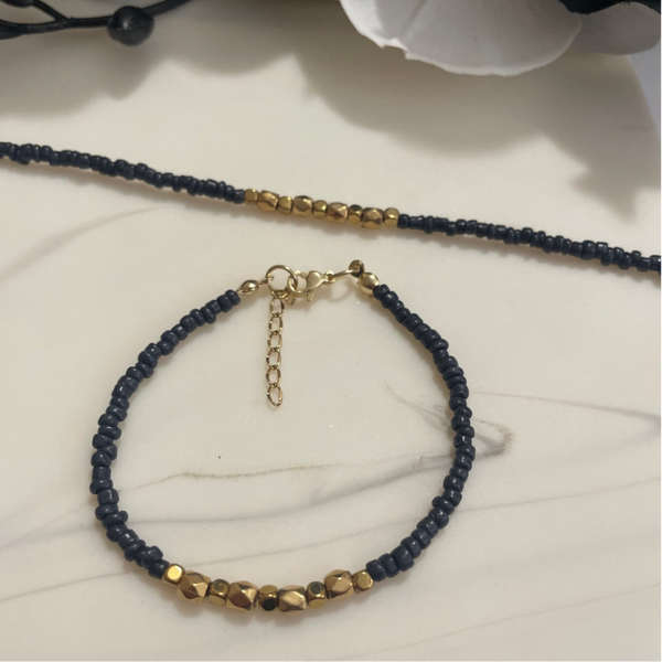 River Blue Stone Bracelet l Golden
