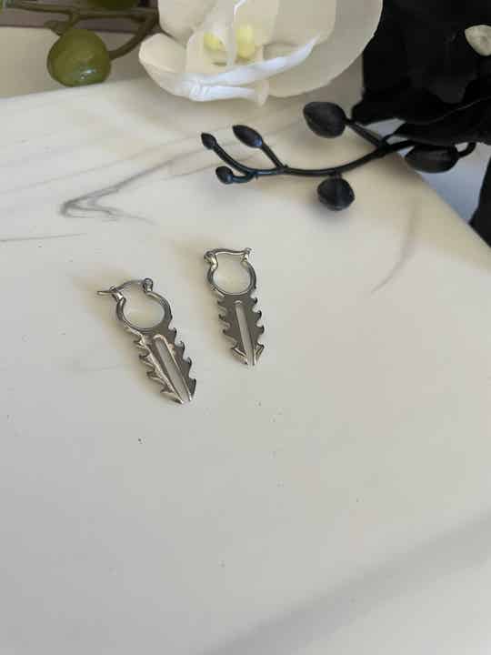 Sword Hoops Earrings l Silver