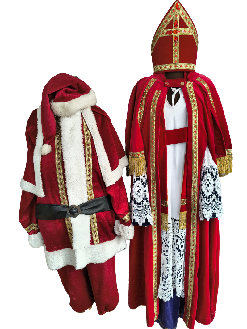 Sinterklaaskostuum en kerstmanpak, te huur bij Sinten van Riet in Meierijstad.