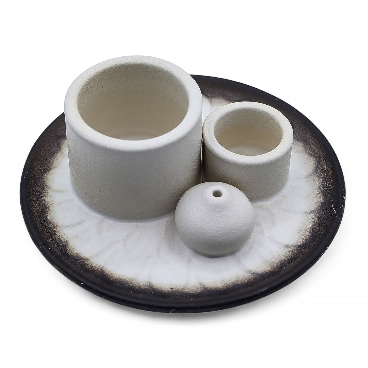 BEYLAB Tonsculptuur salie roken Palo Santo houder keramiek witte salie voor wierookkegel wierookstokjeshouder, rookschaal, smodge, wierookbrander wierookhouder - zwart