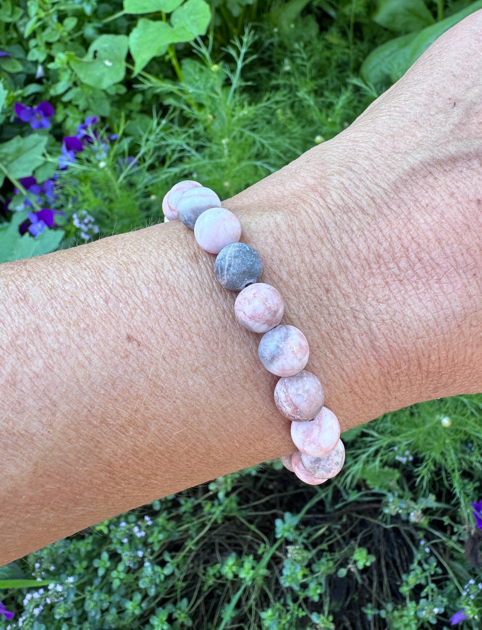 Jaspis (roze zebra) elastisch Mala/ armband