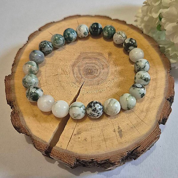Bracelet agate arbre 8mm