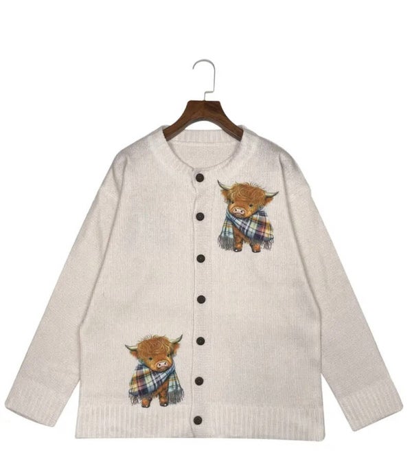 Highland Cow 3D Print Cardigan