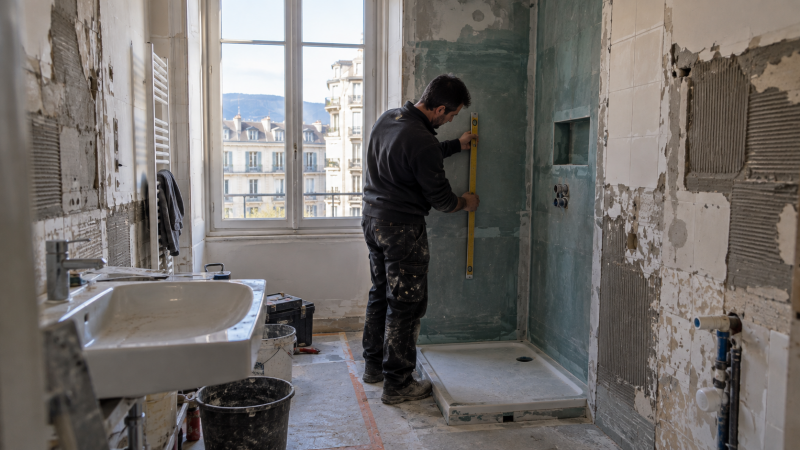 Rénovation complète d’une salle de bain dans un appartement à Genève.