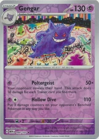 Gengar(reverse holo) MEW en 094/165