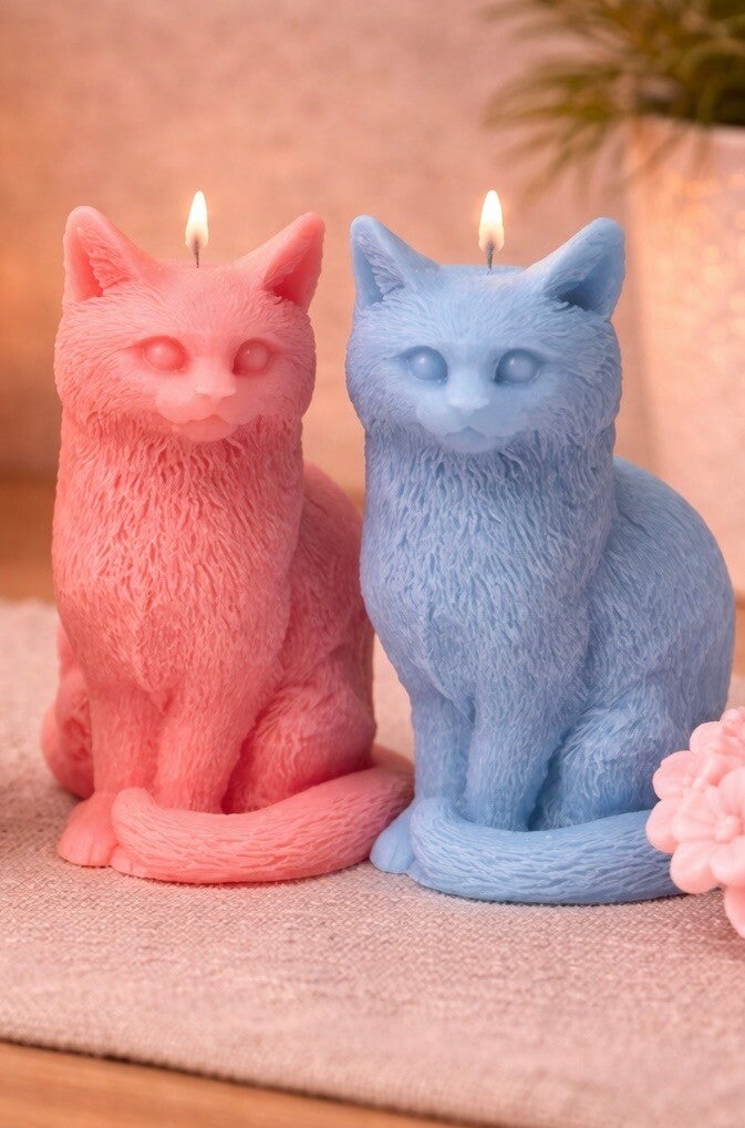 Samtpfote – Realistische Katzenkerze“